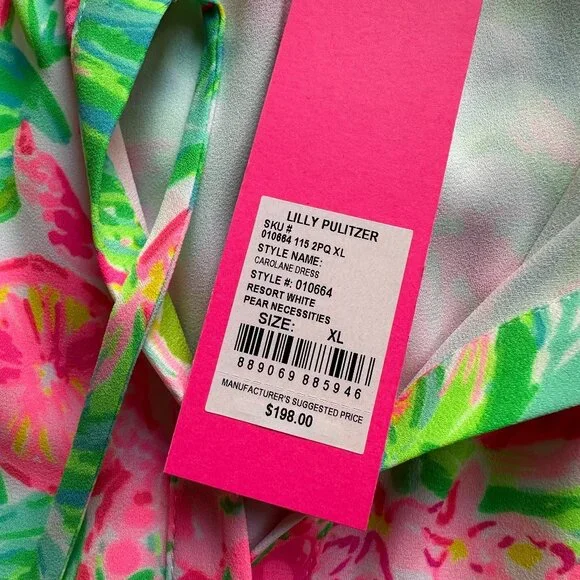 Lilly Pulitzer Women's CAROLANE Swing Dress Resort White Pear Necessities XL - Picture 5 of 7